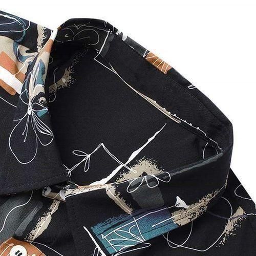Berrykey Men's Hawaiian Ink Print Short Sleeve T-Shirt Casual Tops-Multicolor