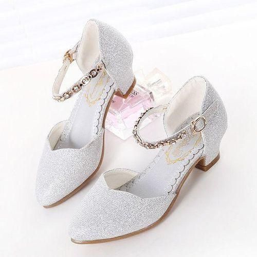 Princess Girls Sandals Kids Shoes For Girls Dress Shoes Little High Heel Glitter Summer Party Wedding Sandal Children Shoe Silver