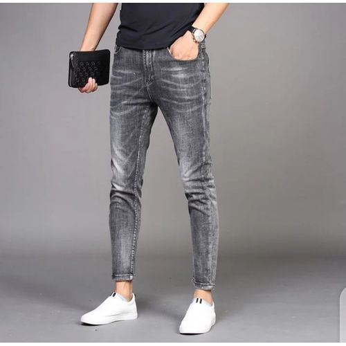 Men's Designer Skinny Jeans Trousers Acid Wash- Grey,Black-Design May Vary