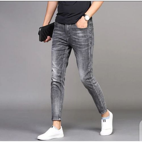Men's Designer Skinny Jeans Trousers Acid Wash- Grey,Black-Design May Vary