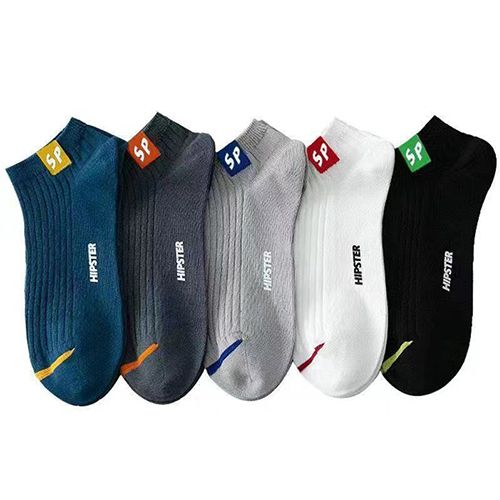 Men's Pure Cotton Socks Simple Style Letter Short Tube - 6 Pairs Random Color