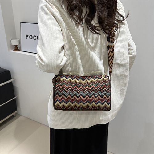 STY Ladies Cross-body Bag Women Ethnic Canvas Bag Multicolor Striped Shoulder Bag