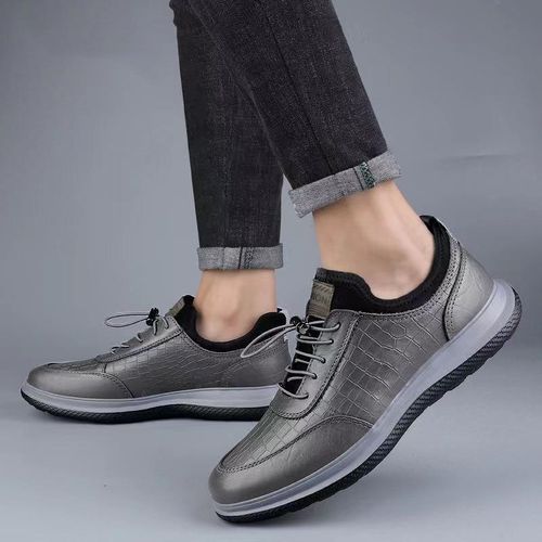 Men's Soft Sole PU Sneakers Casual Sports Shoes - Gray
