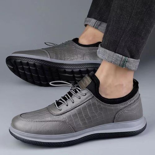 Men's Soft Sole PU Sneakers Casual Sports Shoes - Gray