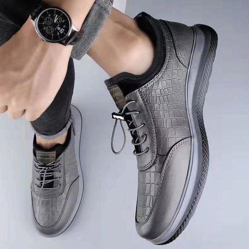 Men's Soft Sole PU Sneakers Casual Sports Shoes - Gray