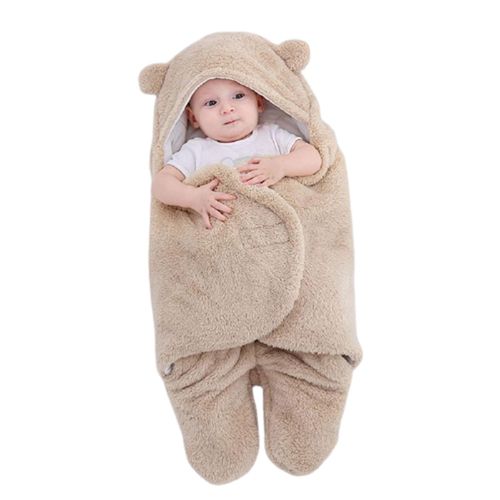 2021 Winter Baby Ultra-Soft Thicken Sleeping Bag For Toddler Newborn Receiving Blanket Wrap Swaddle Shower Gift,Khaki,1-3m NO5114