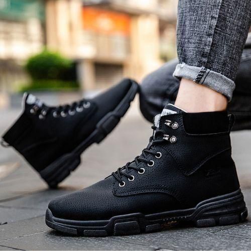 Men's High Top Martin Boots Casual Tactical Combat Outdoor Hiking Shoes Black