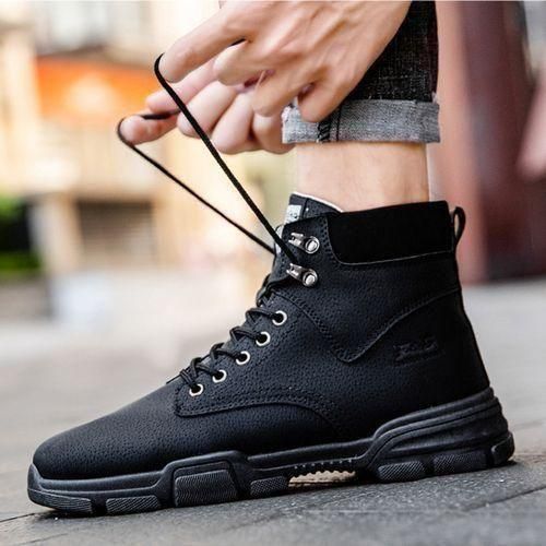 Men's High Top Martin Boots Casual Tactical Combat Outdoor Hiking Shoes Black