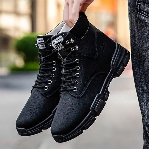 Men's High Top Martin Boots Casual Tactical Combat Outdoor Hiking Shoes Black