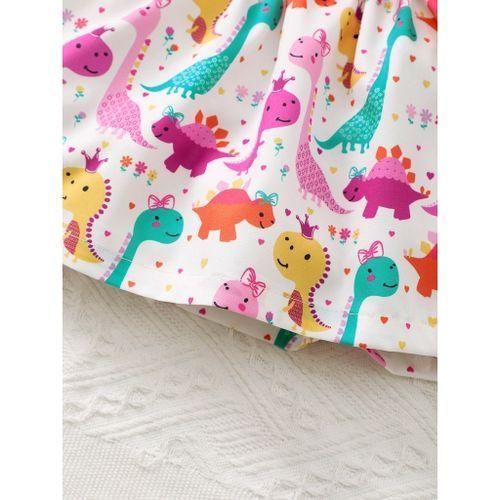 0-3 years baby girl dinosaur print ruffle sleeveless dress