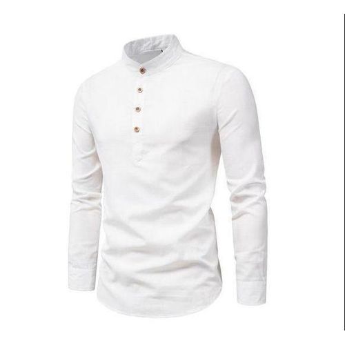 Berrykey Mens Turtleneck Formal Long Sleeve Vintage Shirts White