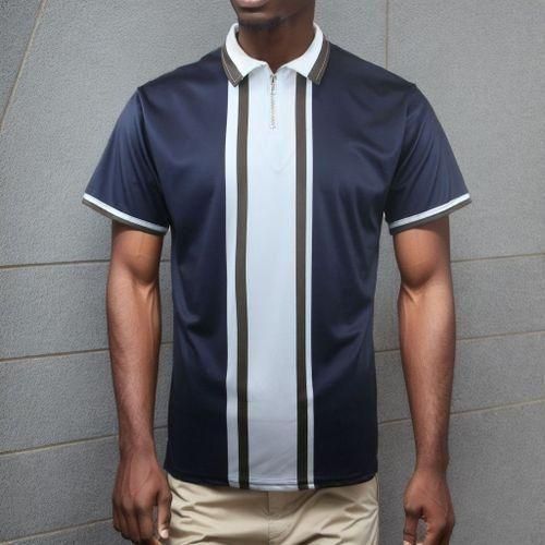 Berrykey Men's Color Stitching Polos Shirts Round Neck Short Sleeve T-shirt Business