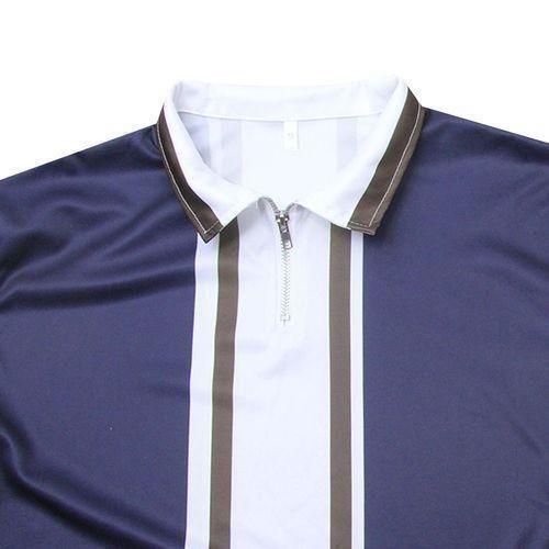 Berrykey Men's Color Stitching Polos Shirts Round Neck Short Sleeve T-shirt Business