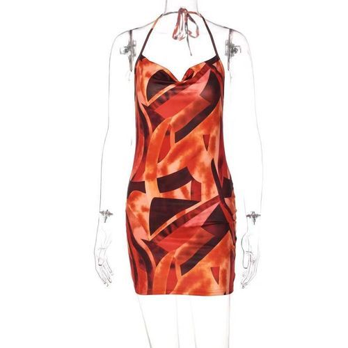 New Slim-fit, Backless Dress With Hips-Multicolor