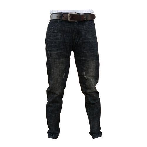 Men's Designer Faded Scratch Jean Pants - Black