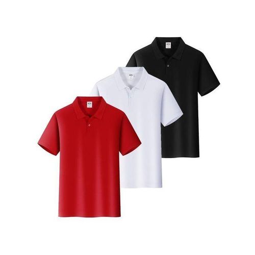 Pack Of 3 Men's Plain Designer Polo Shirts - Red, White, Black