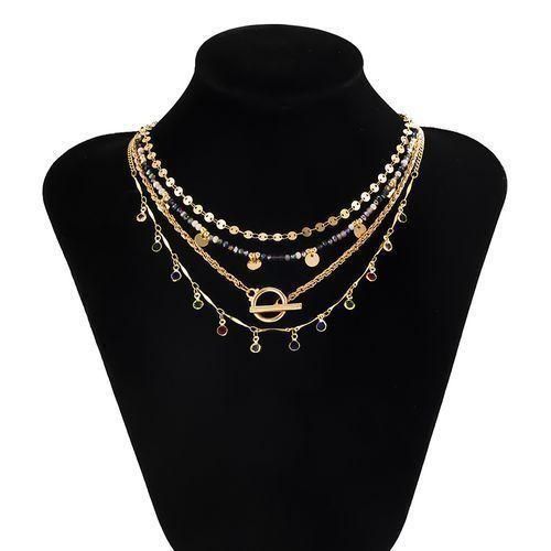 4 Pieces Women's Jewelry Pearl Necklaces Set - Gold