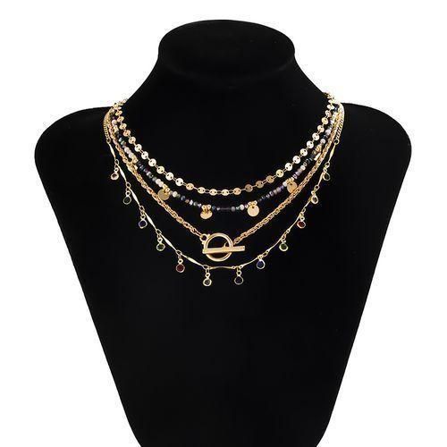 4 Pieces Women's Jewelry Pearl Necklaces Set - Gold