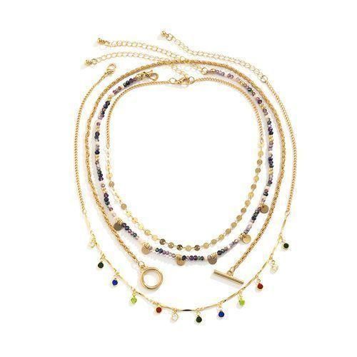 4 Pieces Women's Jewelry Pearl Necklaces Set - Gold