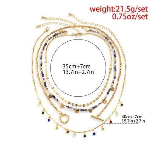 4 Pieces Women's Jewelry Pearl Necklaces Set - Gold