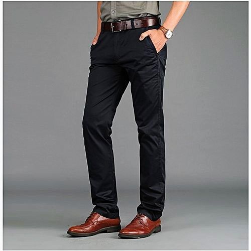 4 Pack of Men's Stretcher Khaki Trousers - Black,Navy Blue,Grey & Brown