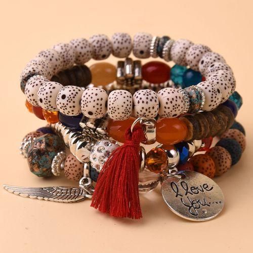 4PCS Women's Bracelets Artistic Retro Jewelry Crystals
