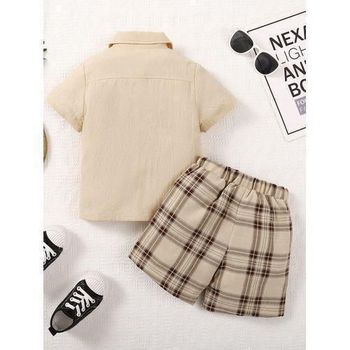 Catpapa 1-6 Years Kid Boy Summer Short Sleeve 2PCS Set Bow Shirt Shorts Academic Style