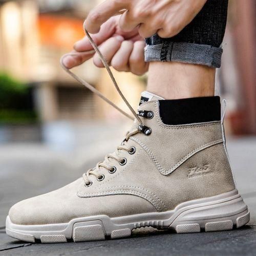 Men's High Top Martin Boots Casual Tactical Combat Outdoor Hiking Shoes Khaki