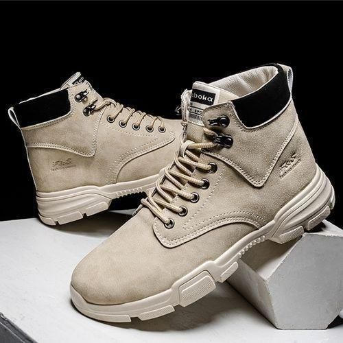 Men's High Top Martin Boots Casual Tactical Combat Outdoor Hiking Shoes Khaki