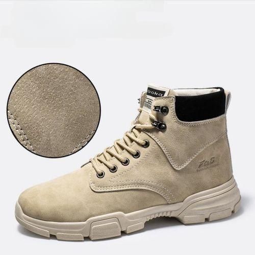 Men's High Top Martin Boots Casual Tactical Combat Outdoor Hiking Shoes Khaki