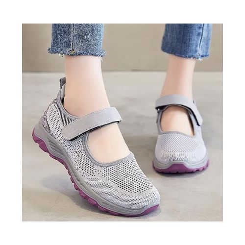Lightweight, Breathable Women's Casual Walking Shoes, Mesh Slip-on Sneakers - With Comfort Velcro
