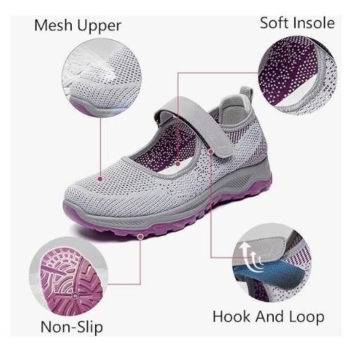 Lightweight, Breathable Women's Casual Walking Shoes, Mesh Slip-on Sneakers - With Comfort Velcro