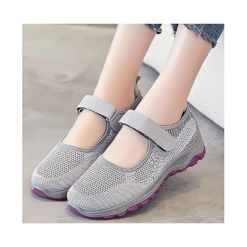 Lightweight, Breathable Women's Casual Walking Shoes, Mesh Slip-on Sneakers - With Comfort Velcro