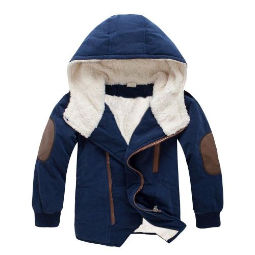 2-10 Year Winter Plus Wool Warm Girls Boys Thick Cotton Jacket Hoodie For Boy Kids Cold Outerwear NO