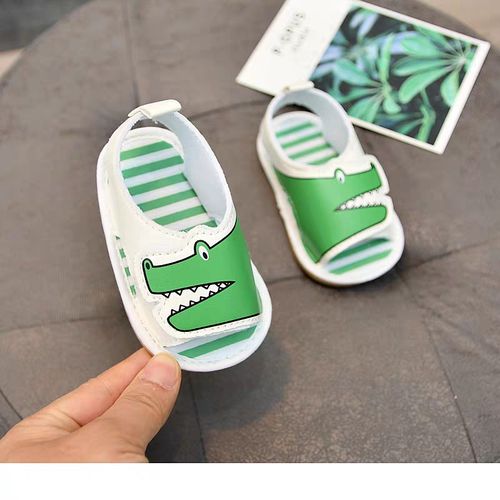 Summer Breathable Sandals For Newborns 0-1 Year Old Baby Cartoon Velcro Soft Rubber Sole Anti Slip Walking Shoes