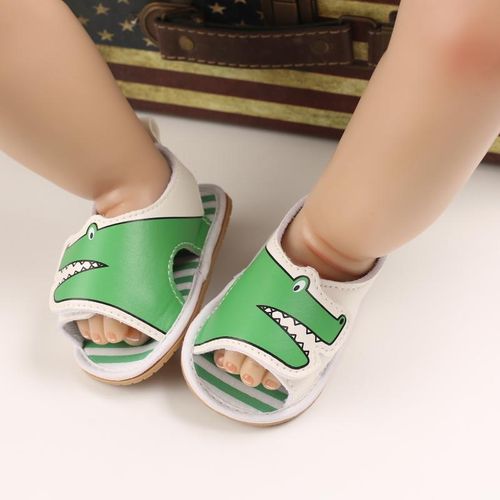 Summer Breathable Sandals For Newborns 0-1 Year Old Baby Cartoon Velcro Soft Rubber Sole Anti Slip Walking Shoes