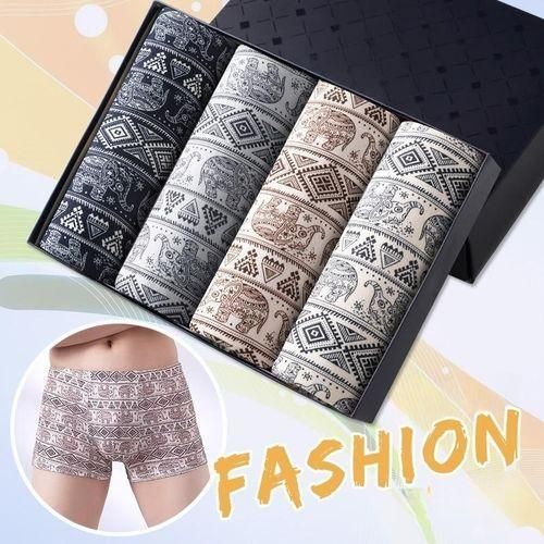 Berrykey 4Pcs Men's Underwear Breathable Comfortable Stretch Cotton Boxer Briefs