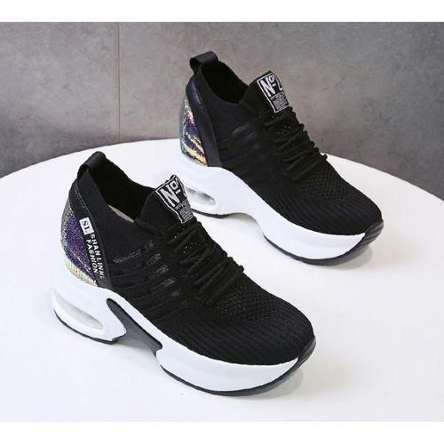 Women's Sneakers Platform Sequin Sneakers Women's Black Height Increase Casual Shoes Comfortable Fashion Platform Sneakers