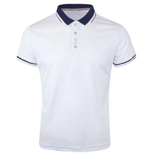 Berrykey Mens Formal Shirts Casual Round Neck Short Sleeved T-shirt Polos White