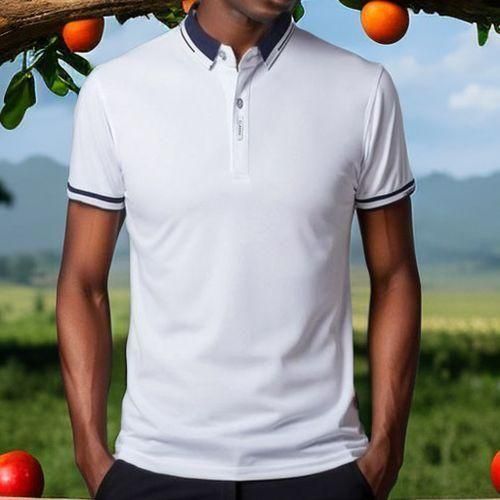 Berrykey Mens Formal Shirts Casual Round Neck Short Sleeved T-shirt Polos White