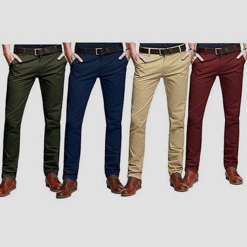 4 Pack of Men's Khaki Stretcher Trousers - Multicolor