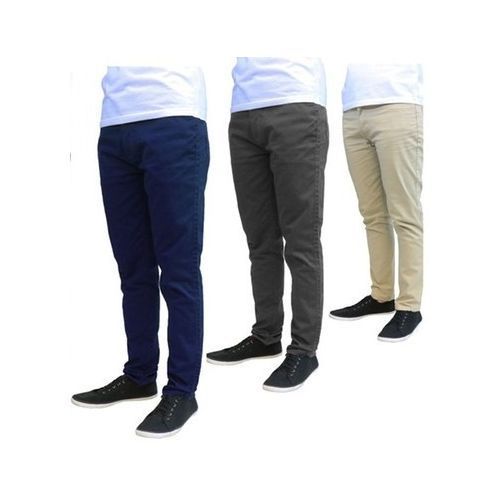 3 Pack Of Men's  Khaki Trousers - Grey,Navy blue & Brown