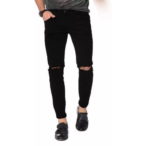 Stylish Men Damage Fashion Stretchable Fit Stretch Jeans - Black