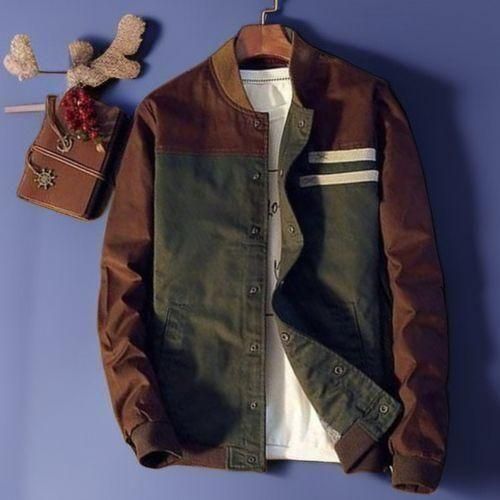 Men's Jackets Coats Denim Lightweight Slim Casual Bomber Brown