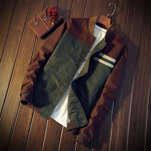 Men's Jackets Coats Denim Lightweight Slim Casual Bomber Brown