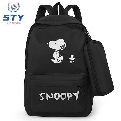 STY Ladies Backpack Women Rucksack Lightweight Laptop Bag Nylon School Bags - Black