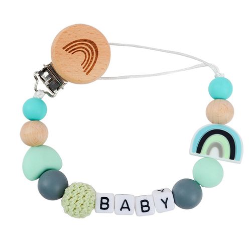 Baby Pacifier Clip Anti-Drop Chain Mini Silicone Beaded Pacifier Clips for Baby Girls and Boys,06 NO5242