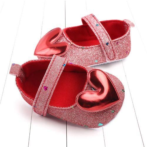 Girl Baby Sequins Love Princess Shoes  Red