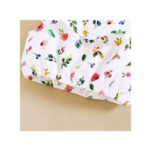 Kids Girls Outfit Set INS Fashion Floral Tank Tops + Bib Pants -Green