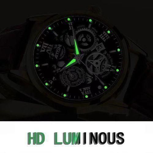 Men's Luxury Hollow Watch Noctilucence Waterproof - Silver